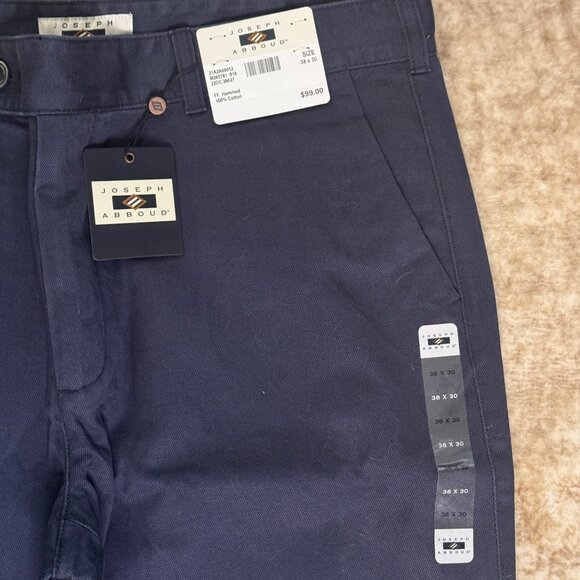 NWT Joseph Abboud Navy Blue Cotton Twill Chinos, 38x30 - Picture 4 of 4